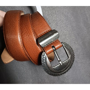American Angel Brown Leather Belt Large Silver Cowgirl Western Genuine Leather